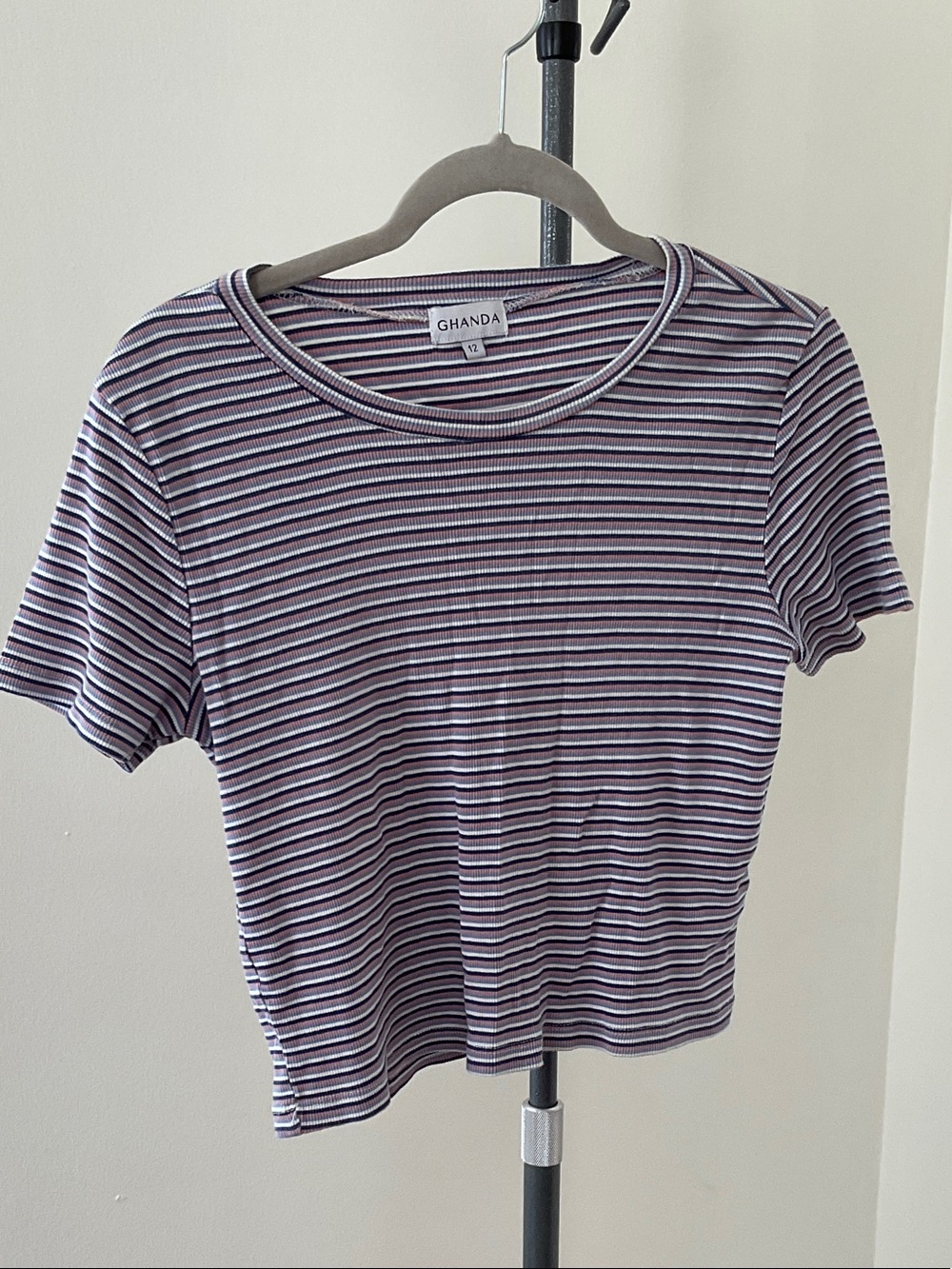 Ghanda Lavender & White Striped Crop Tee